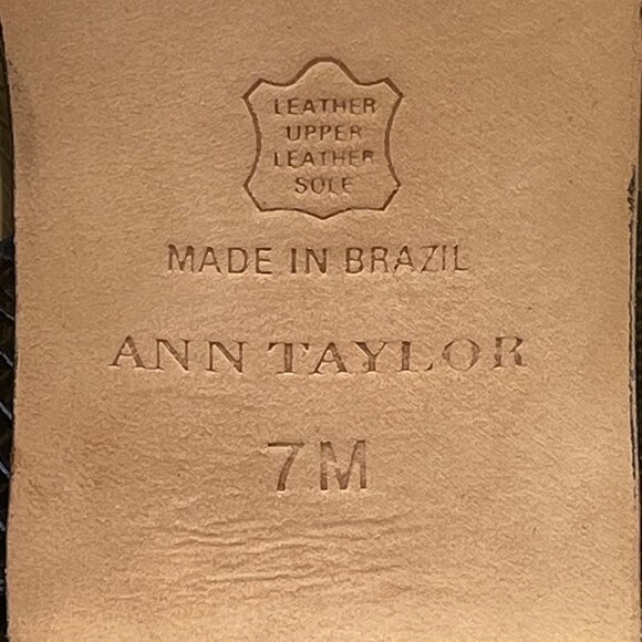 Ann Taylor Women’s Black Leather Braided Detail Slingback Open Toe Heels Size 7M - Picture 5 of 9